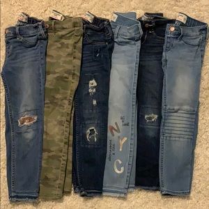 Abercrombie kids pull-on jean leggings —SIX pair!